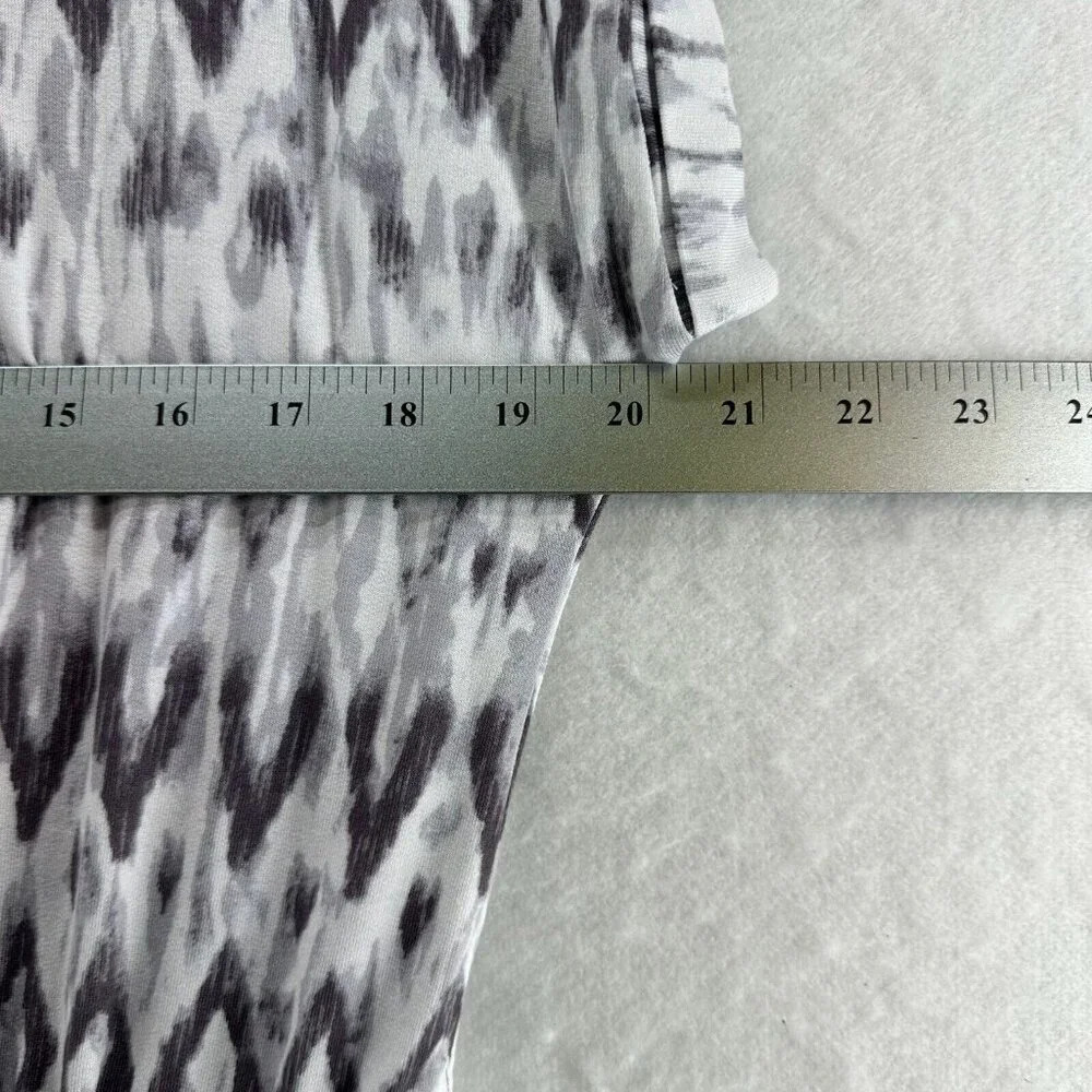 Hilary Radley Dress Size M Diamond Print Blouson Short Sleeve Mini Terry Gray - Picture 9 of 12